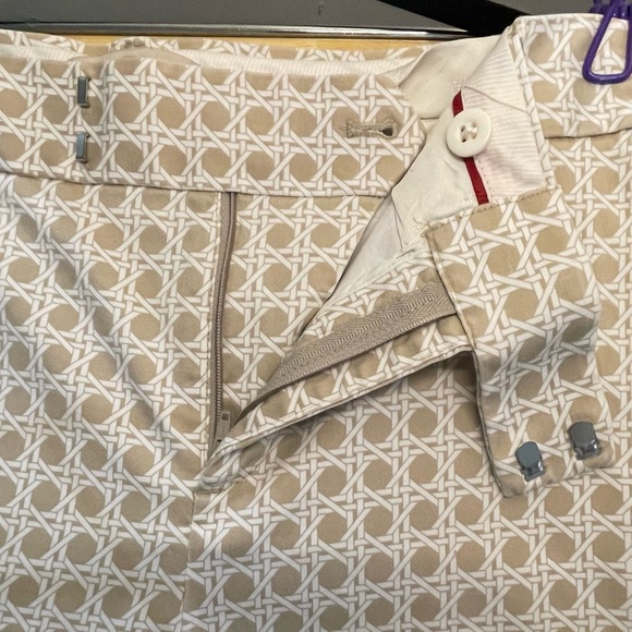 Off White Printed Banana Republic Flat Front Chino Pants Size 8 - Picture 9 of 9